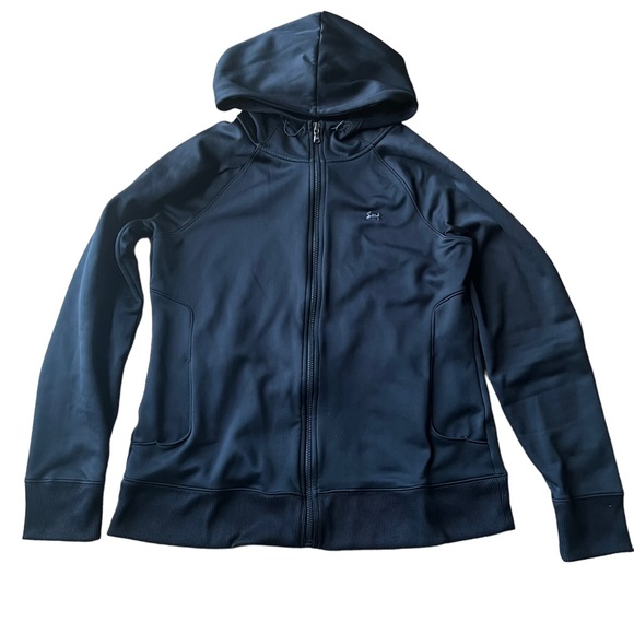 Under Armour Women's Size Large Coldgear Black Hooded Full Zip Jacket - Picture 1 of 9